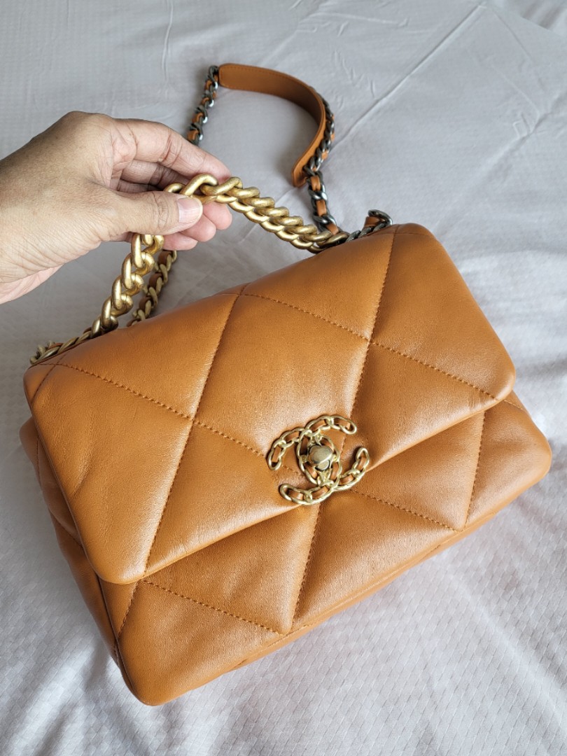 Chanel 19 Flap Bag Small Caramel, Luxury, Bags & Wallets on Carousell
