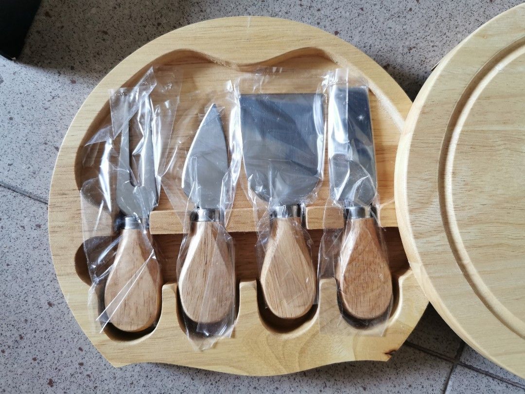 Cheese Board and Knives Set, Furniture & Home Living, Kitchenware
