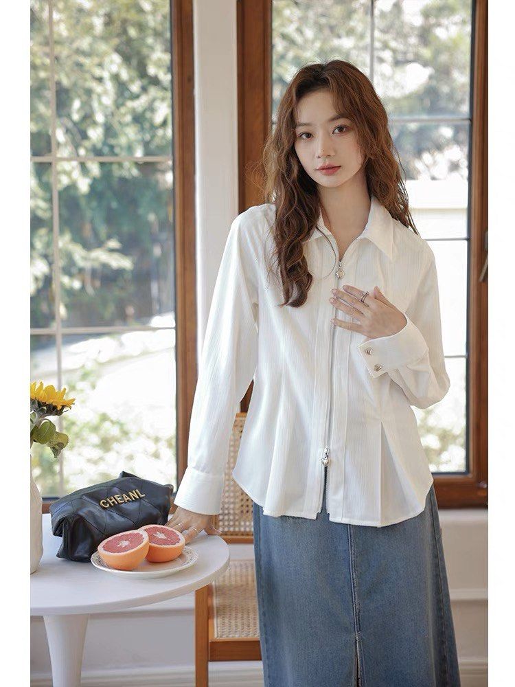 White zip clearance up shirt