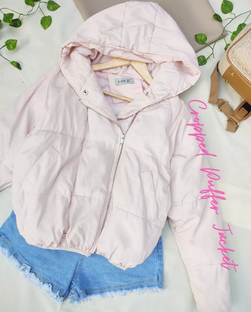 Crop Pink Puffer Jacket