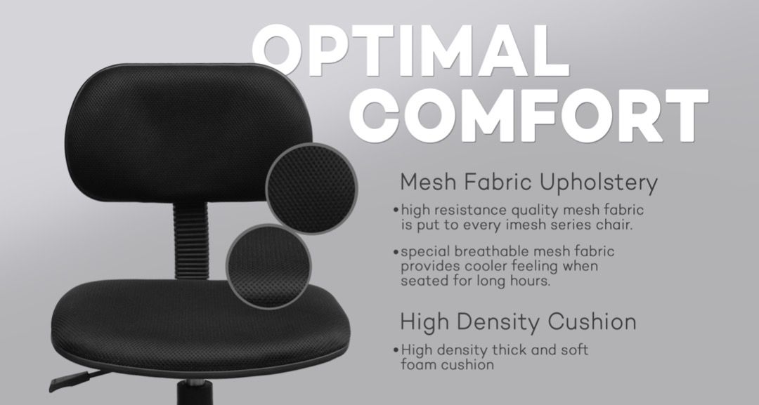 Ergodynamic OC101C BLK Task Chair, Mesh Office Staff Chair, Computer Chair, Work From Home