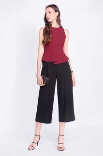 Fayth Hudson Pleated Top Deep Red