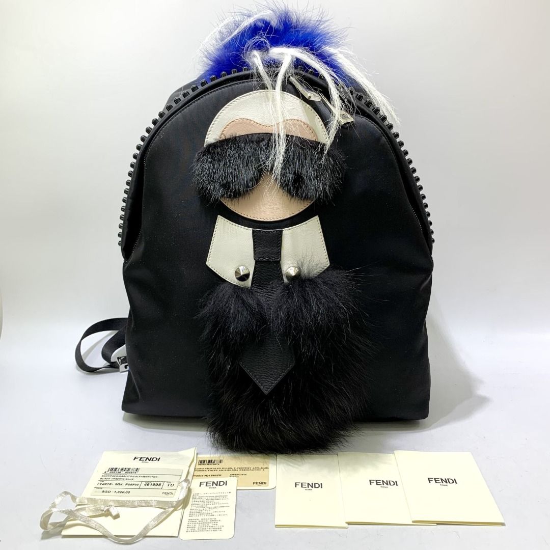 FENDI 7VZ016 BLACK NYLON KARLITO BACKPACK 237002449 WE Luxury