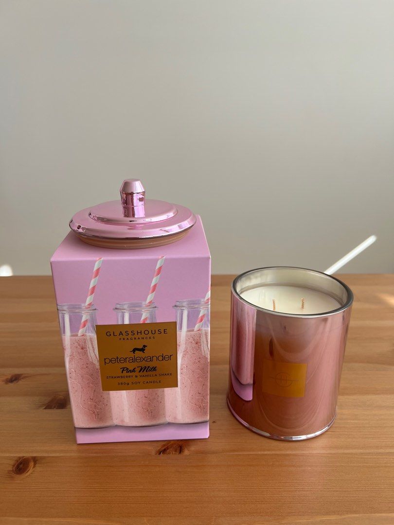 Glasshouse Fragrances x Peter Alexander Pink Milk Limited Edition Candle 2021, Women's Fashion