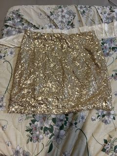 Gold mini sequin skirt