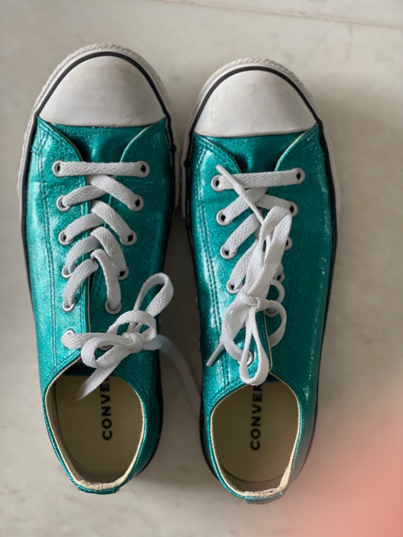 Green glitter converse shoes 2025