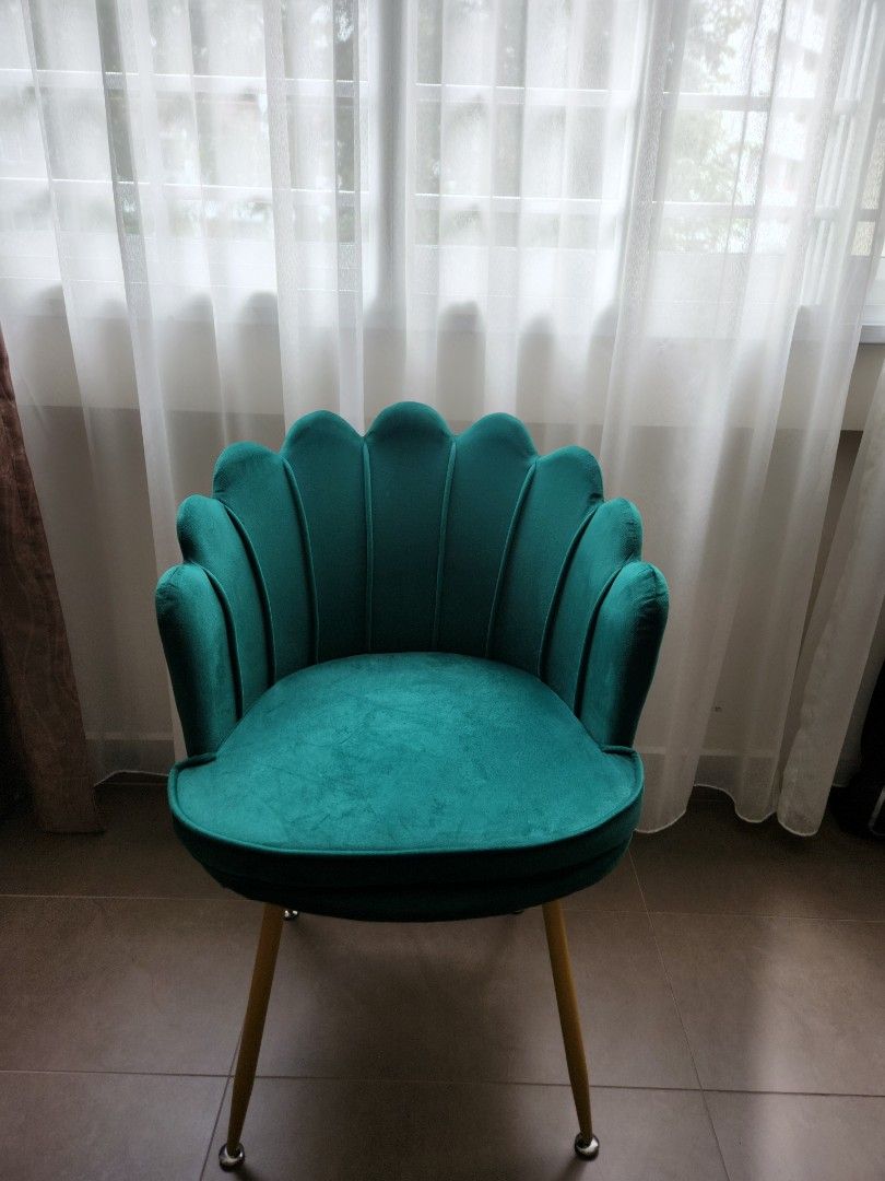 Green Velvet Chair, Furniture & Home Living, Furniture, Chairs on Carousell