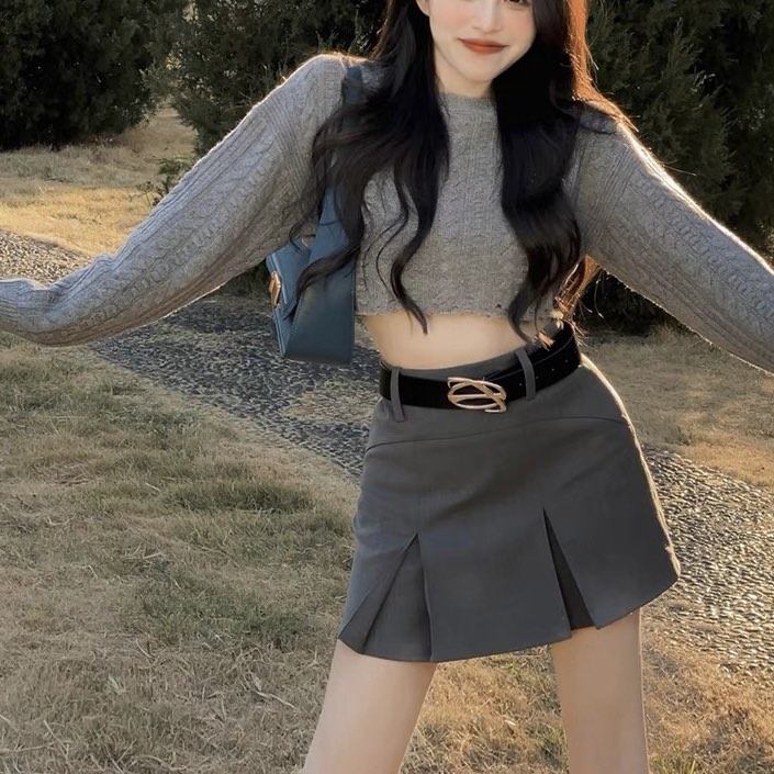 Grey Pleated Mini Skirt, Women's Fashion, Bottoms, Skirts on Carousell