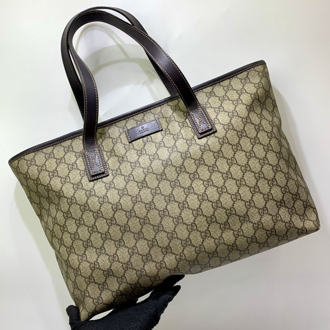 GUCCI 211137 GG BROWN ZIP TOTE BAG 237002949 WE