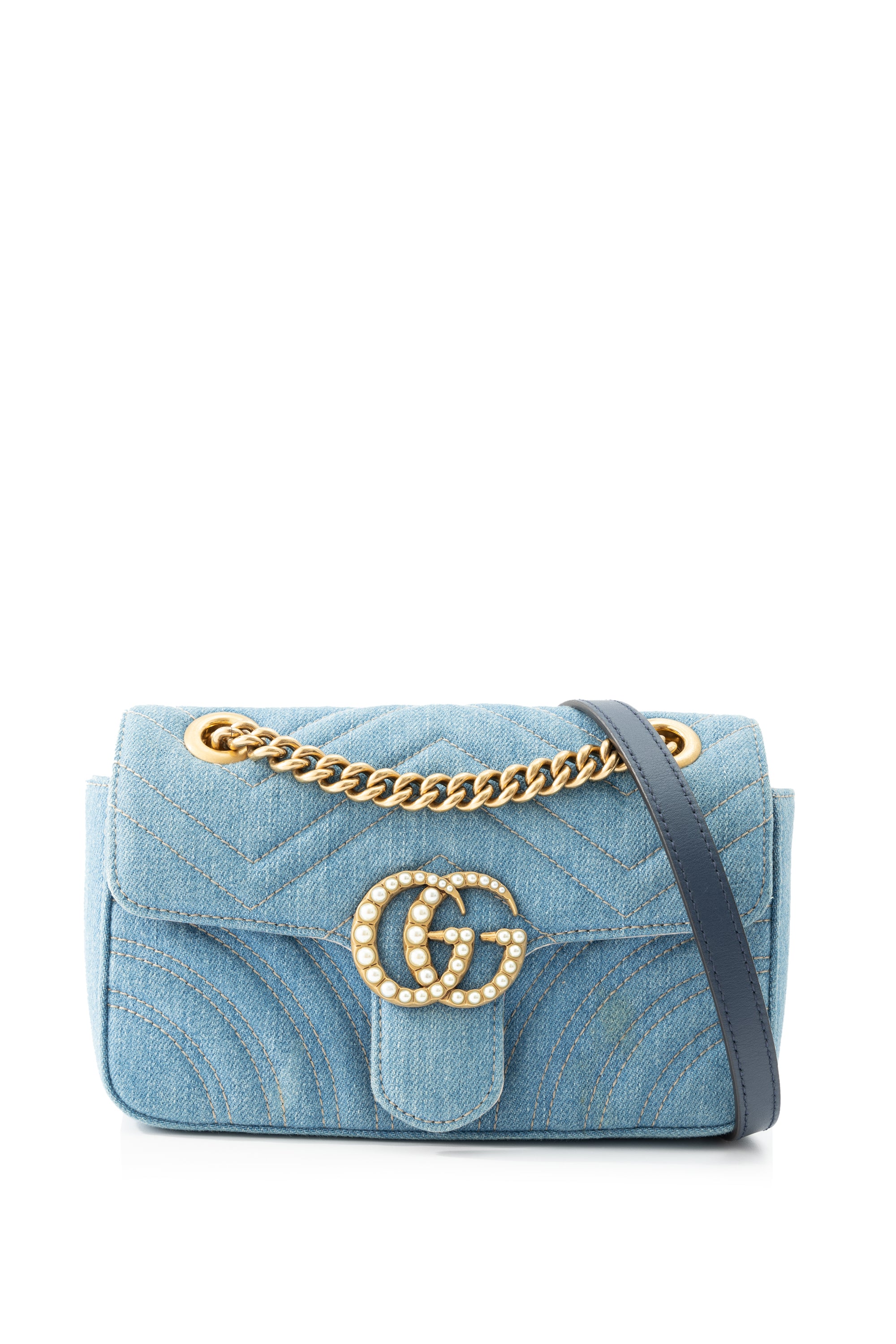 Gg marmont online denim mini bag