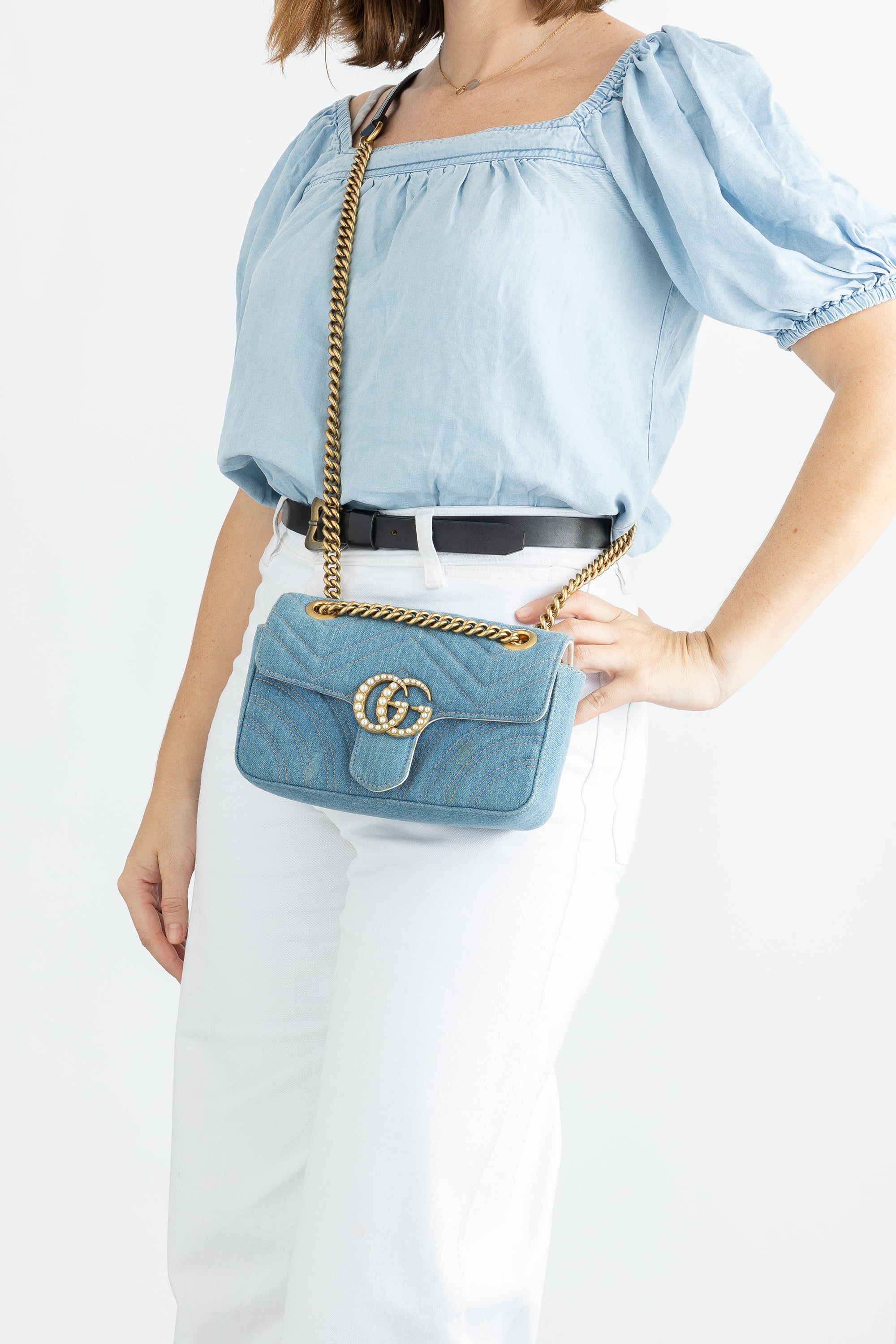 Gg marmont denim mini bag sale