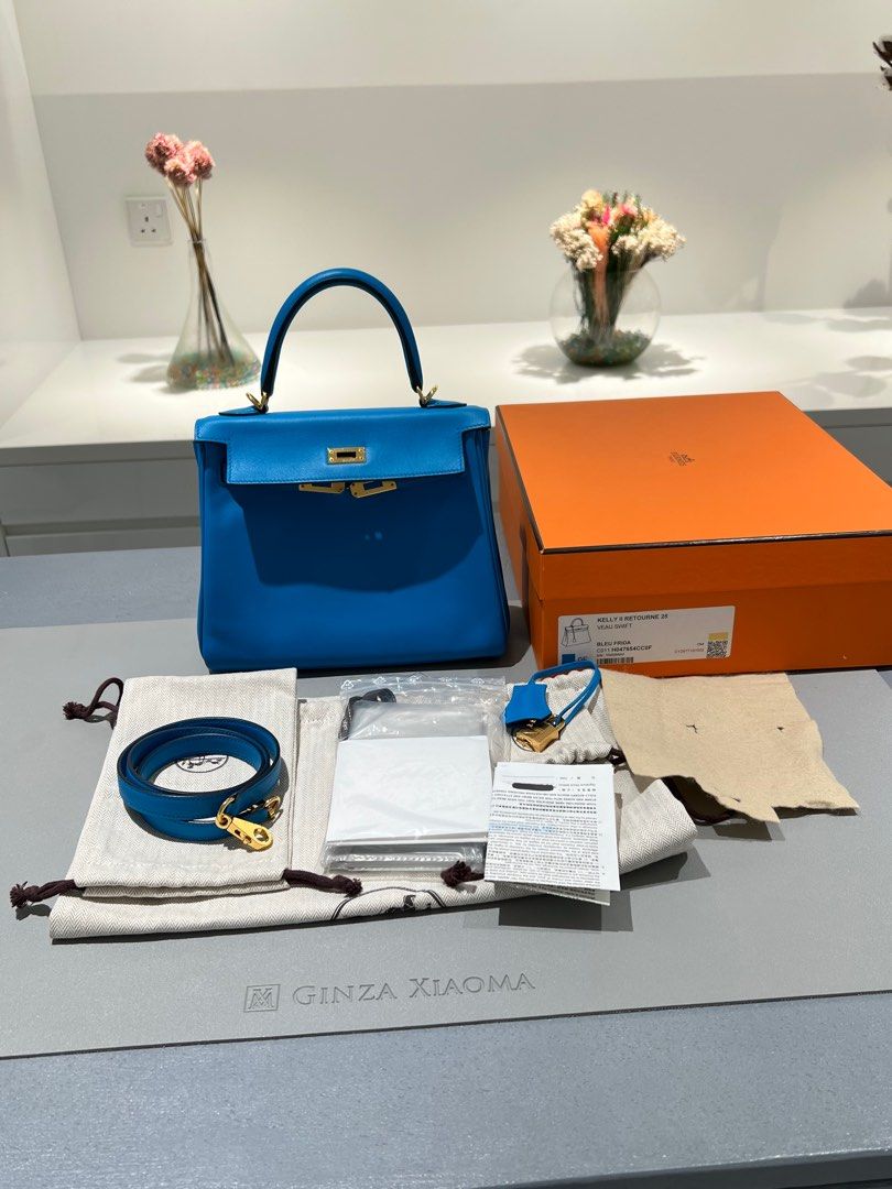 Hermès Blue Frida Swift Kelly Retourne 25 QGBAEA2YBB004