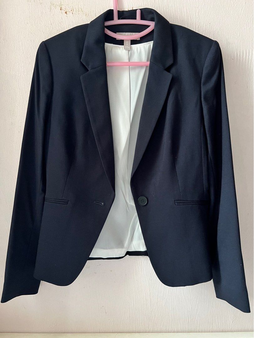 H&m navy blue coat top