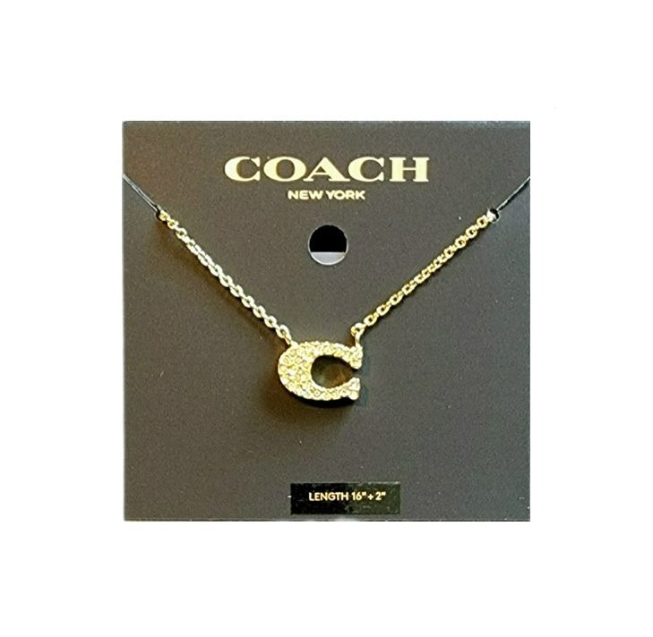 Coach pave outlet signature necklace