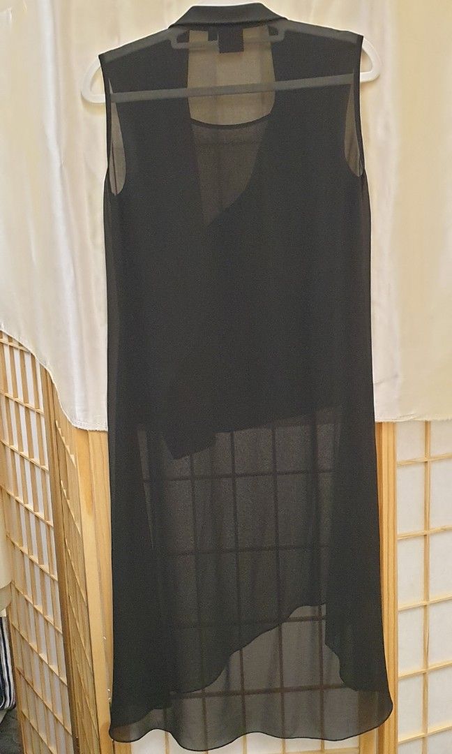 black sleeveless chiffon blouse