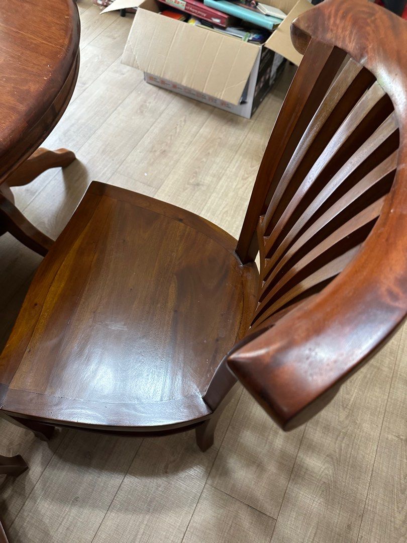 Lightly Used Teak Dining Table Set Four Chairs, Furniture & Home Living