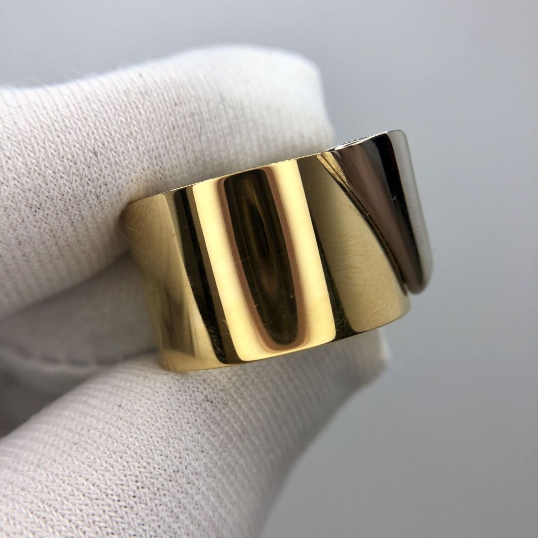 LOUIS VUITTON Essential V Ring M No. 14 Gold Silver M61085