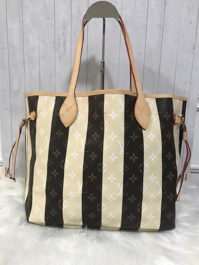 Louis Vuitton Limited Rare Stripe Monogram rayures Neverfull mm Tote 4lv1019