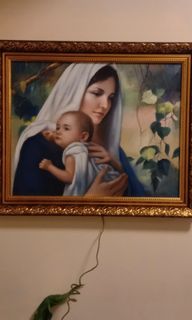 Madonna and child oil painting on canvas by master artist e.santos