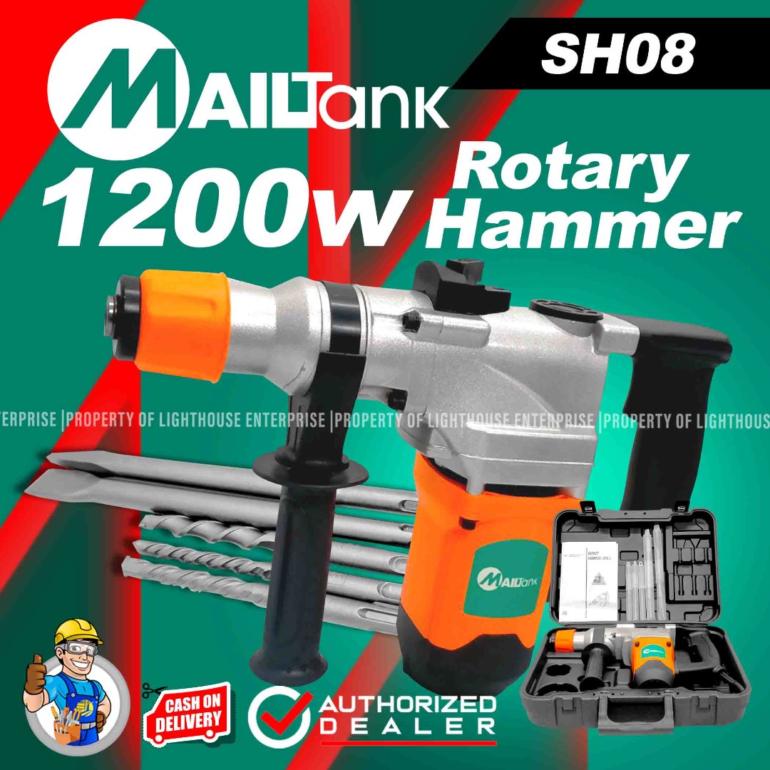 MAILTANK Japan 1200W SDS Plus Rotary Hammer AD6626 with 2 Chisels 3 Hammer Drill Bits SH08 LIGHTHOUSE ENTERPRISE Commercial Industrial Construction Tools Equipment on Carousell