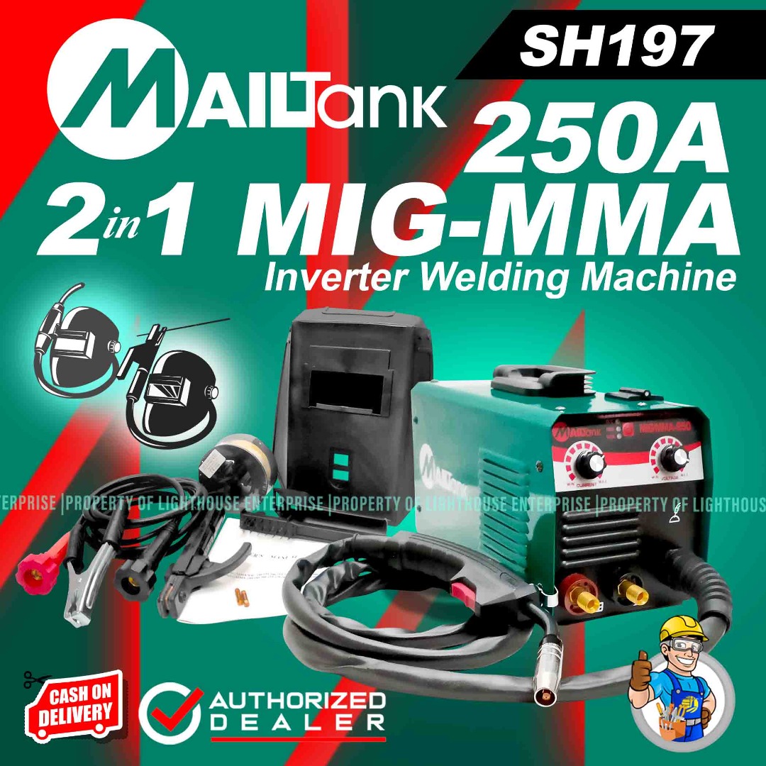 MAILTANK Japan 2 IN 1 MIG / MMA 250 DC Inverter Type Gasless Welding Machine with 1.0mm Self
