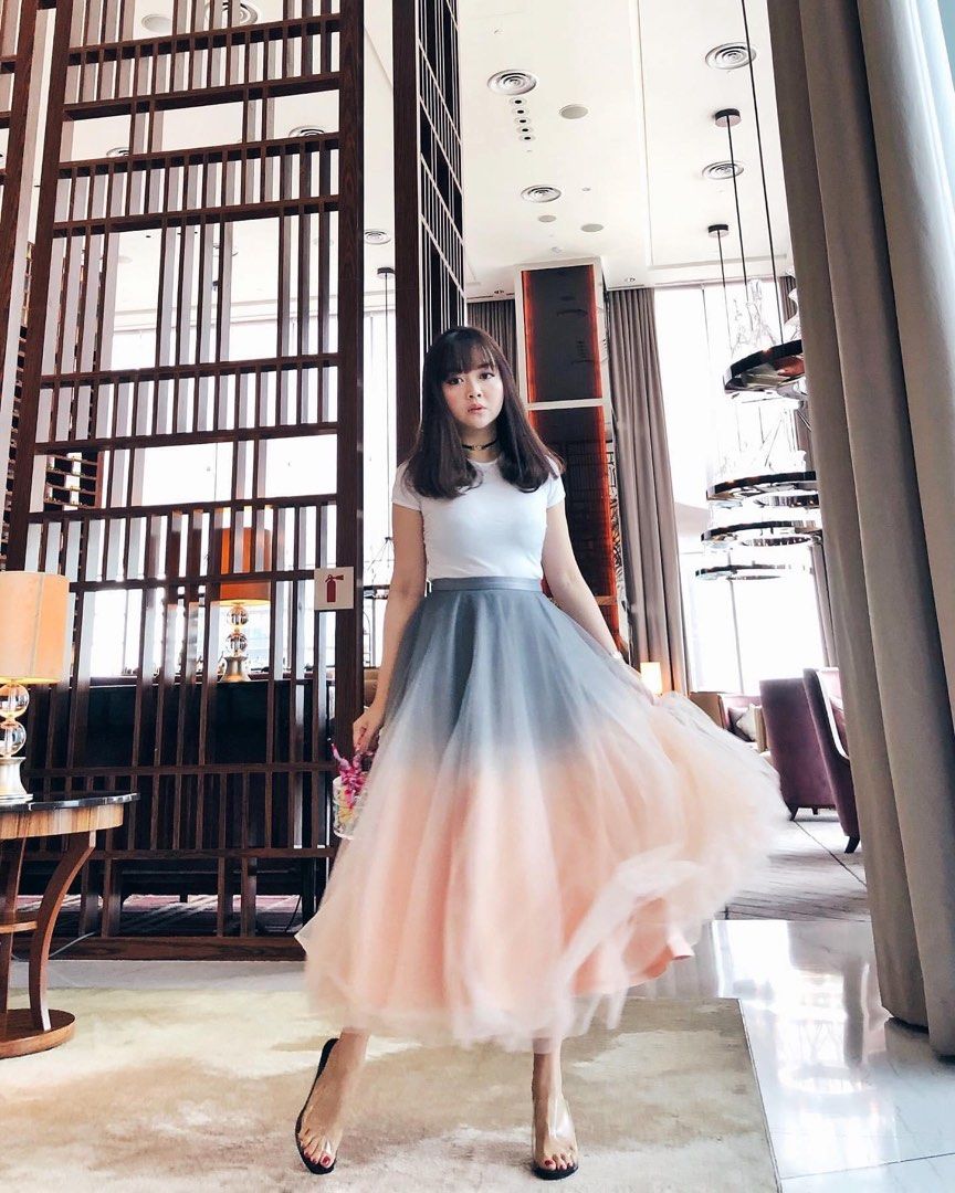Pink ombre cheap tulle skirt