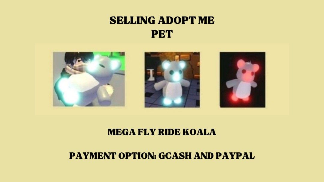 MEGA FLY RIDE KOALA ADOPT ME, Video Gaming, Gaming Accessories, InGame