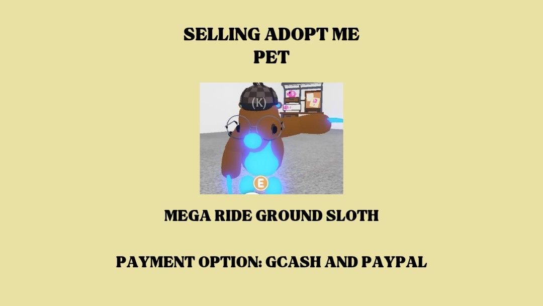 MEGA RIDE GROUND SLOTH ADOPT ME, Video Gaming, Gaming Accessories, In