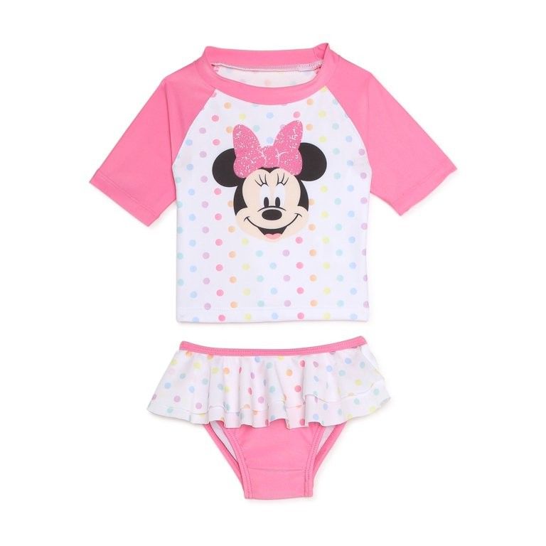 Disney Baby Minnie Mouse Baby Girl Rash Guard Swim Set Pink, Babies ...