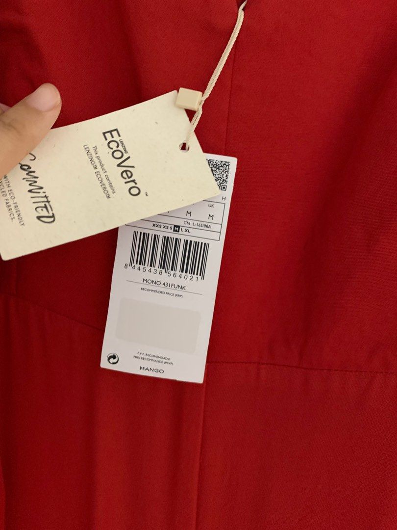 MNG Mango Bright Red jumpsuit, Women's Fashion, Dresses & Sets