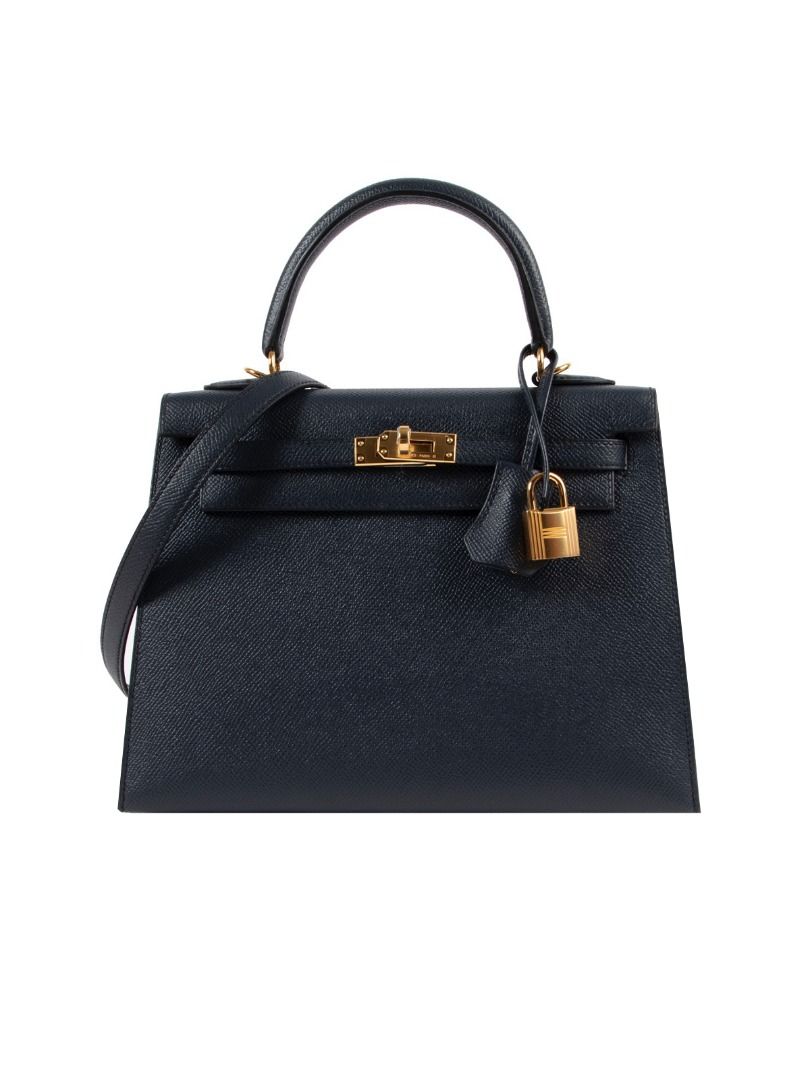 Hermes Kelly Sellier 25 Bleu Brume Epsom Gold Hardware in 2023