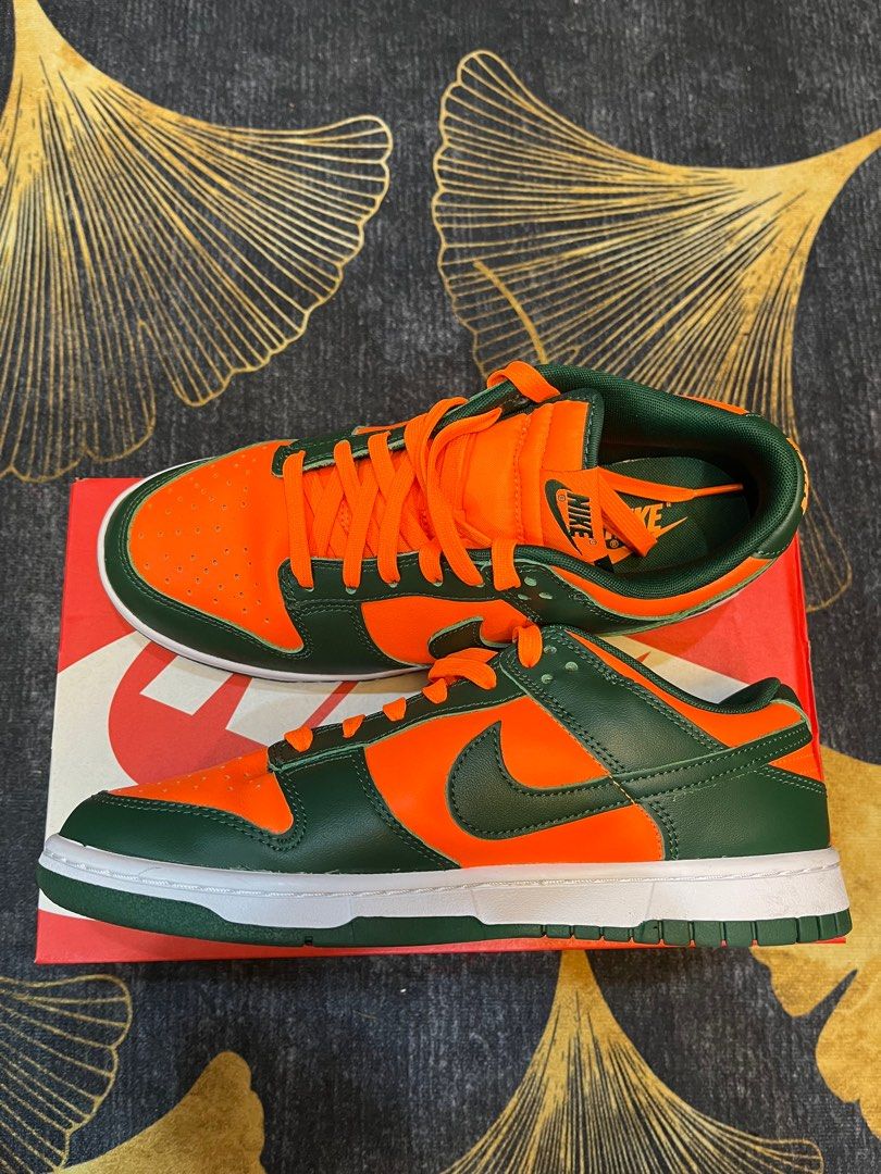 Nike Dunk Low Retro Miami Hurricanes Orange Green Men s Fashion