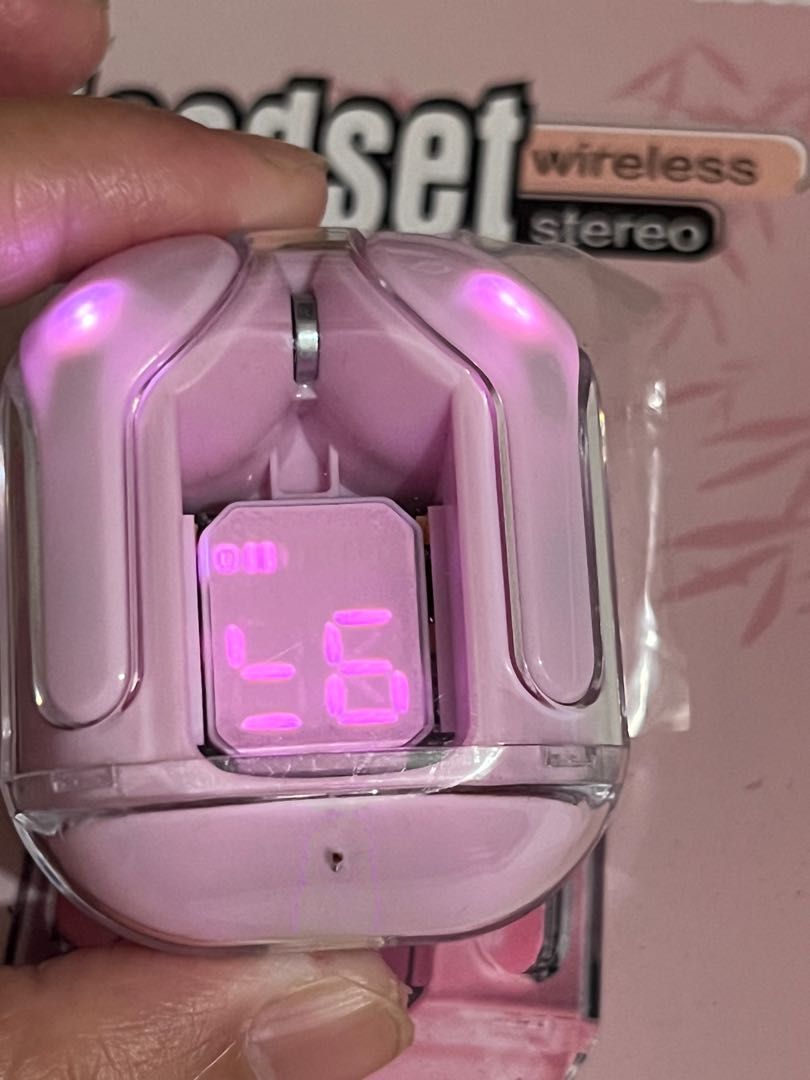 Pink wireless headset(acefast dupe) (Category: Headphones & Headsets) located in Paranaque City. Submitted by vybash (Listing ID 1215296995, Image 2). Description: Used twice only .
