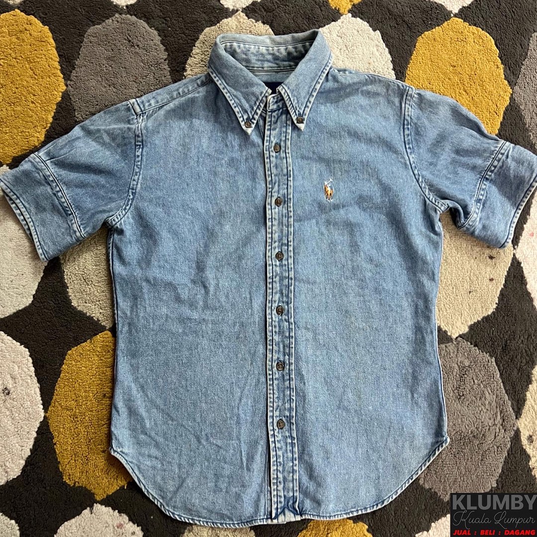 Ralph lauren denim shirt short sleeve discount