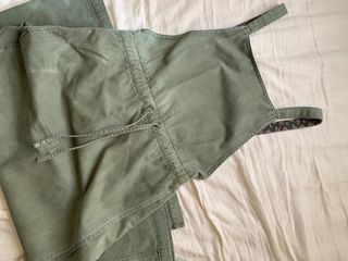 Real Army Green Denim Sleeveless Bungaree Romper Jumpsuit Dress Apron Style