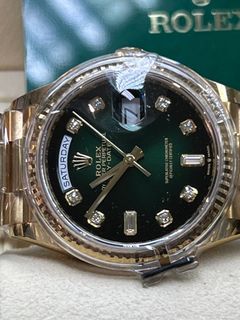 Rolex 128238  daydate green omora dial with diamond