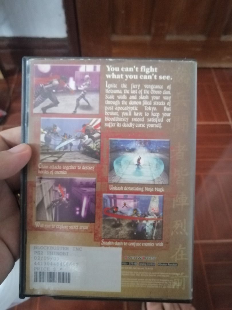 SHINOBI PS2 (Category: PlayStation) located in Nabunturan. Submitted by rollingon22 (Listing ID 1215154093, Image 3). Description: Original PS2 game, purchased in the USA (at Blockbuster Video in 2000's). Contains disc and manual. Please note this game is compatible with NTSC PS2's. Game is tested, and works. If the game does not function, please send me a video from the moment the game is put into the console for a full refund. .
