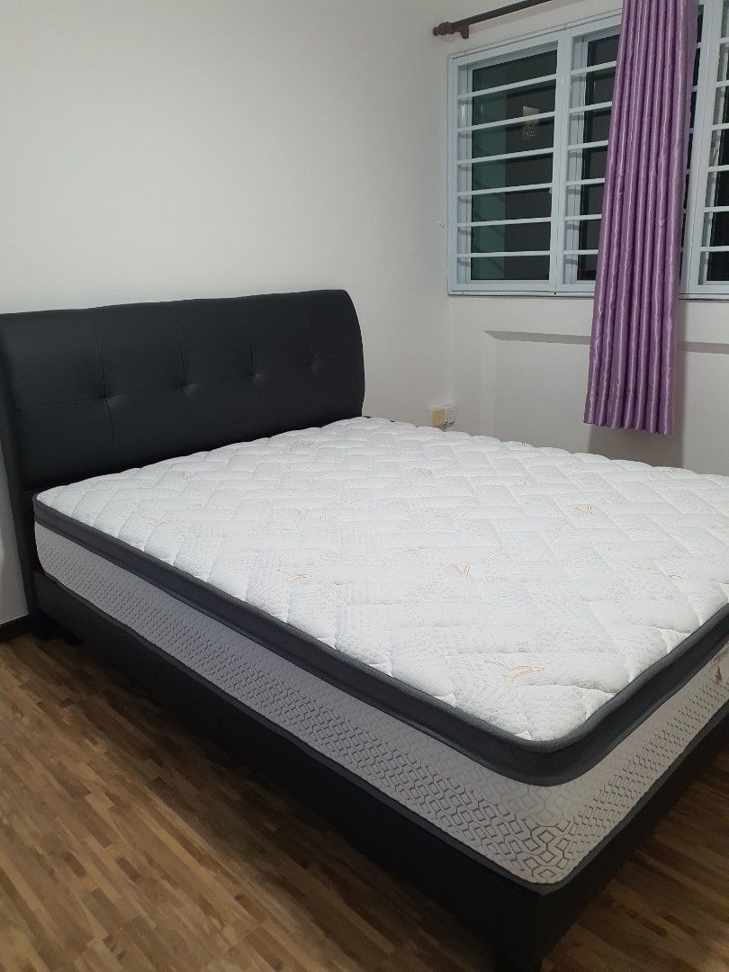 Slumberland Queen size bed with Clara bedframe, Furniture & Home Living