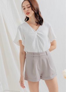 SSD ShopSassyDream Donny Swiss Dots Top in White