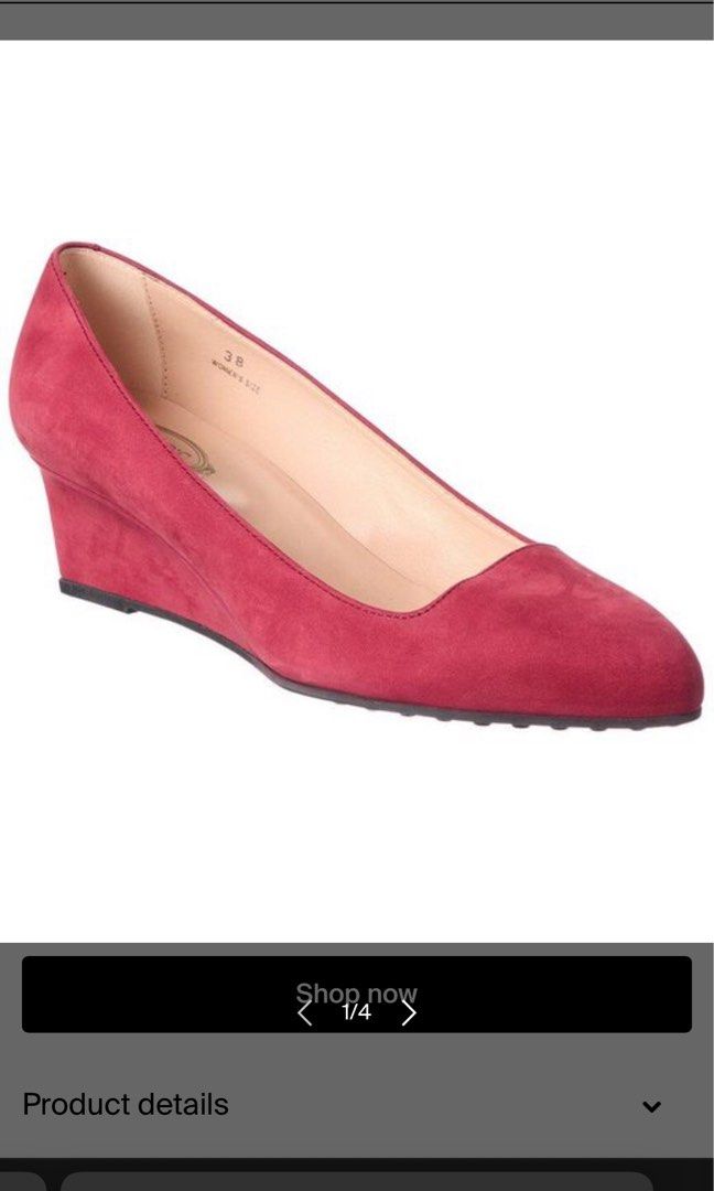 Tod s Women s Red Leather Wedge Pump Women s Fashion Footwear