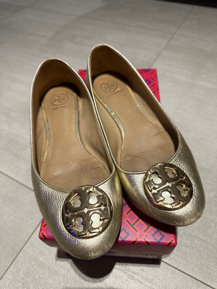Claire ballet flat shop tumbled leather tory burch