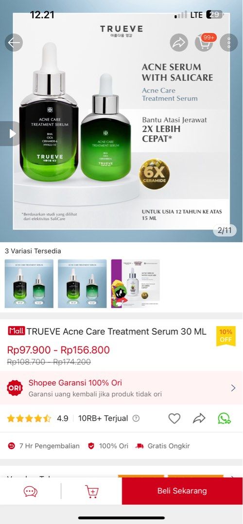 Trueve acne treatment serum NEW 15gr on Carousell