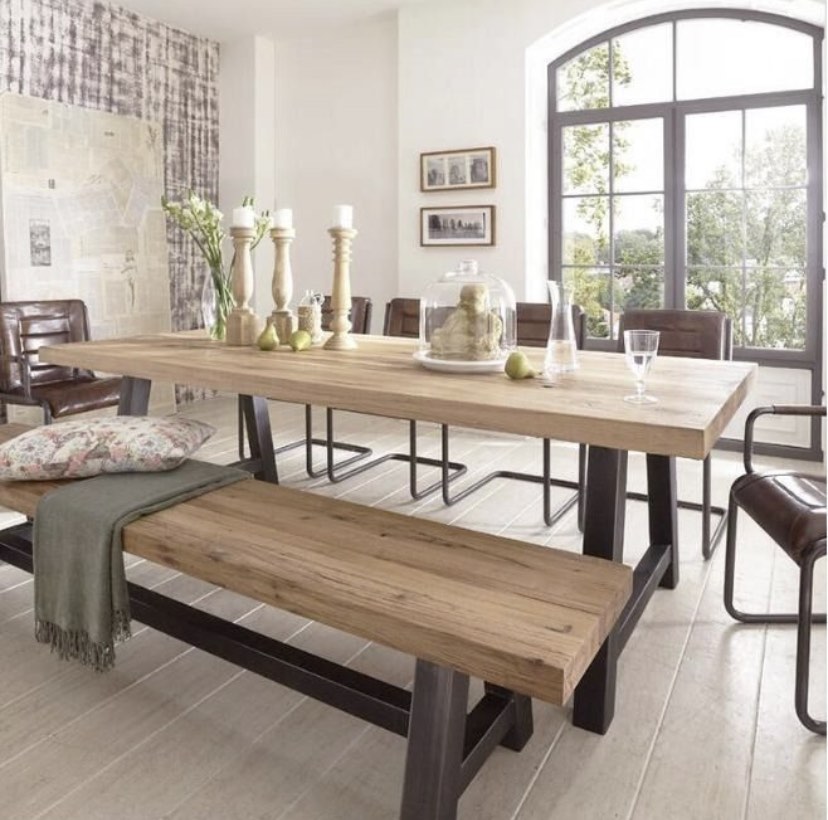 TSDT 00S Solid Wood Dining Table, Solid Wood Bench, Furniture & Home ...
