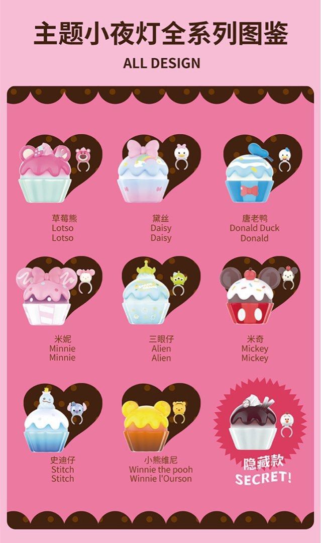 Tsum Tsum Cupcake Glowing Ring Box Mickey Winnie the Pooh