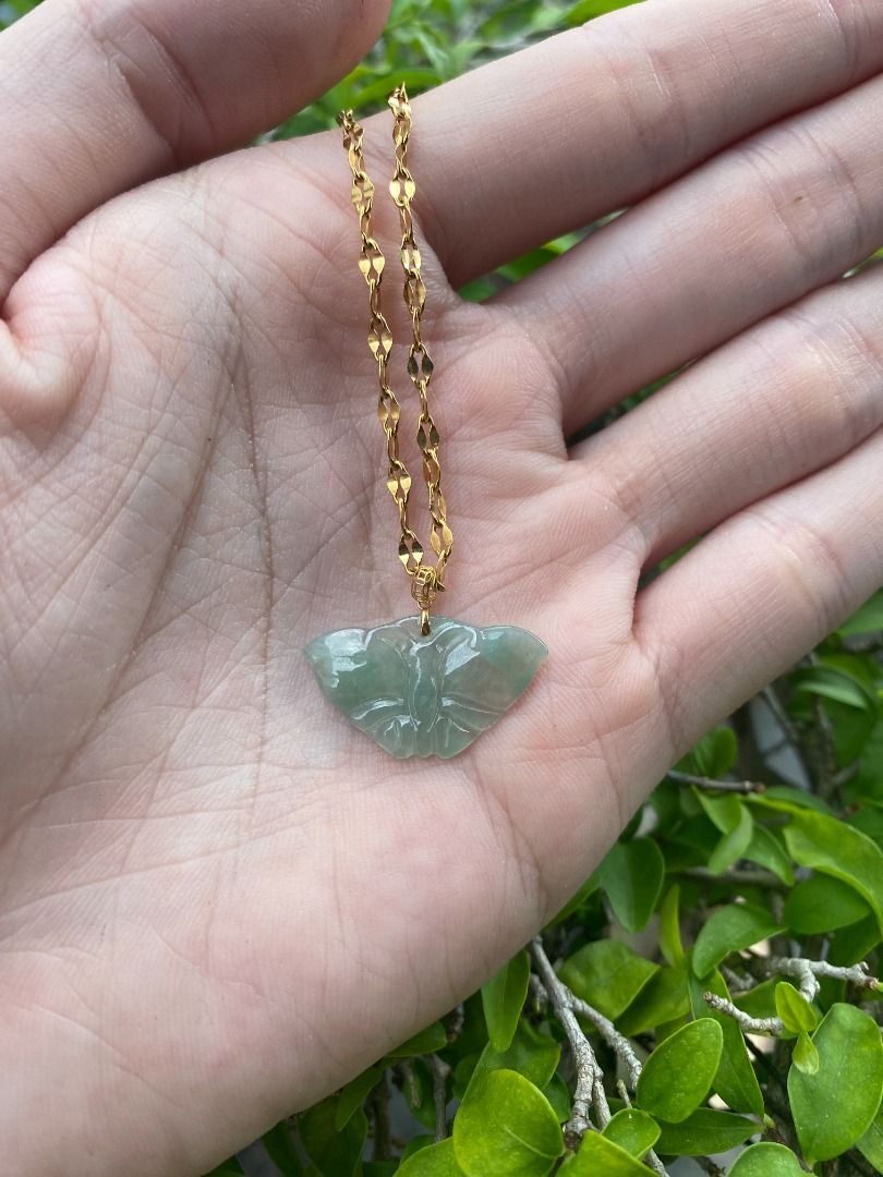 Unisex Icy Butterfly Jade Pendant