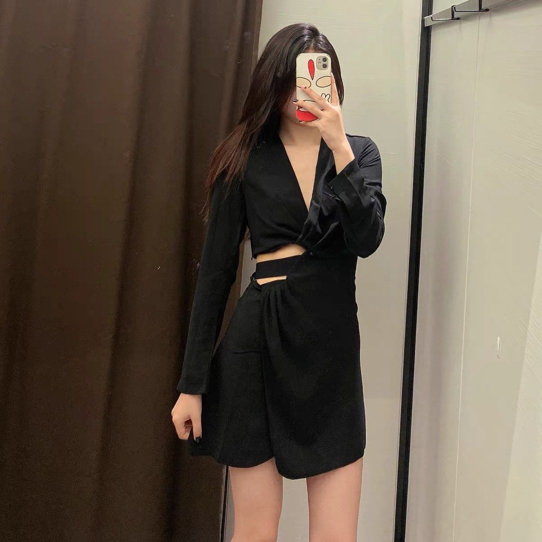 V neck black suit dress, Women's Fashion, Dresses & Sets, Dresses on — free download
