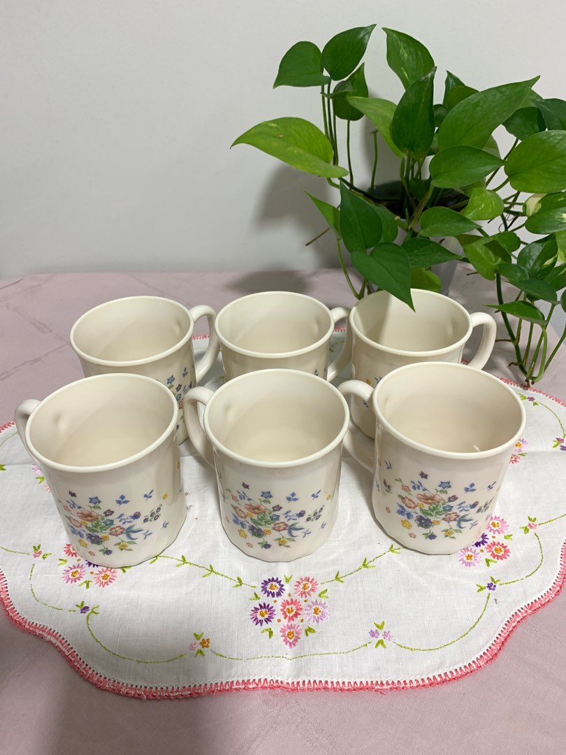Vintage Arcopal Coffee Tea Cups Mugs (Made in France), Furniture & Home