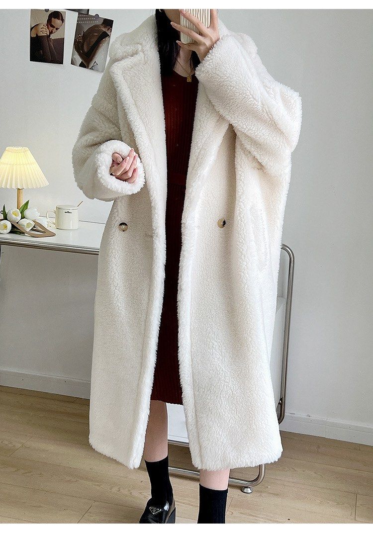 White Alpaca Wool Teddy Coat