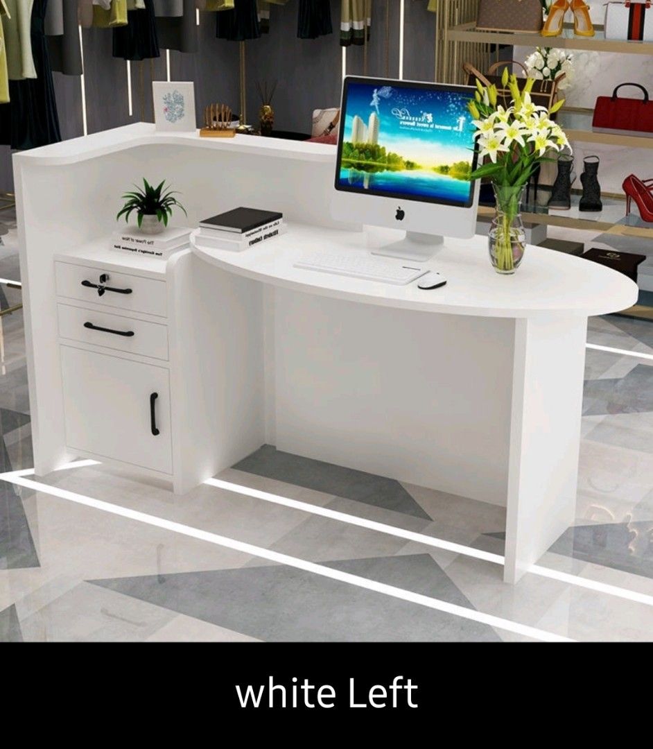 WM only Pre Order 40 days Cashier Counter Table side left or right color white white grey white wood size 100x60x75cm RM700 price for