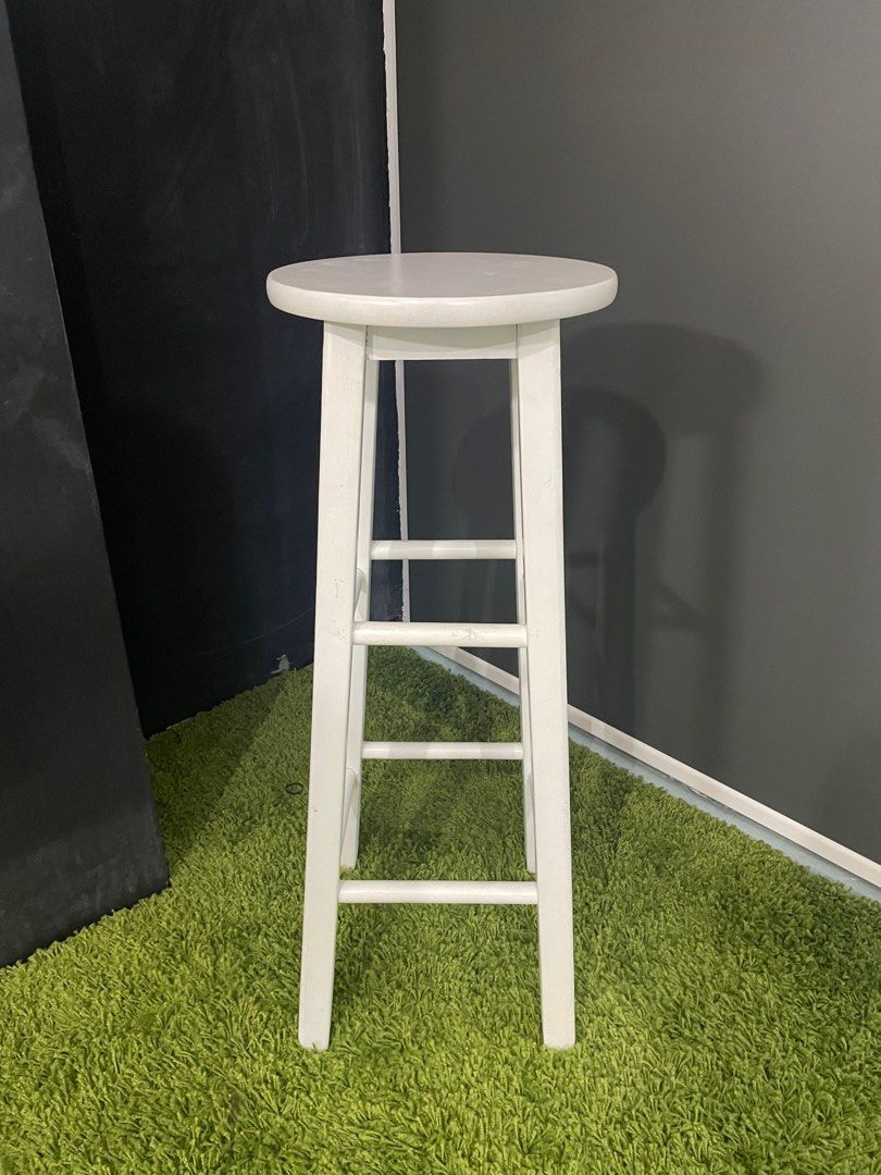 Wooden Bar Stool (White), Furniture & Home Living, Furniture, Chairs on